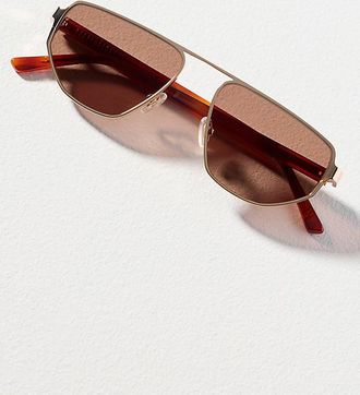 Lu Goldie Slim Angled Metal Sunglasses