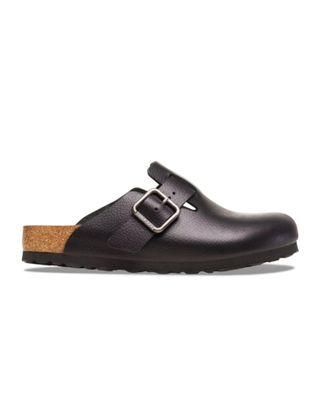Birkenstock Vintage Wood Black Aniline Leather Adjustable Clogs