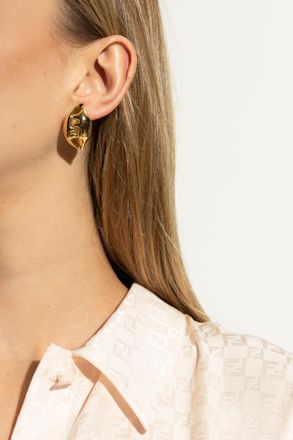 Fendi Brass Shell-shaped Earrings, Womens, Gold