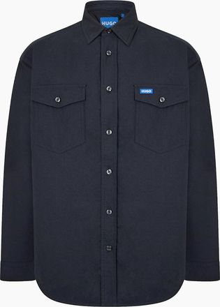 HUGO BOSS Mens Ebad Padded Overshirt with Logo Badge - Black - Size: 38/Regular