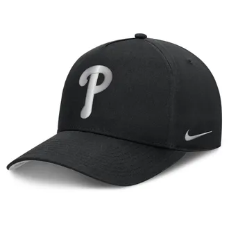 Nike Philadelphia Phillies Rise Nike Mens Dri-FIT MLB A-Frame Trucker Adjustable Hat in Black | NB1E0FBPPP-HWD