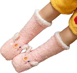 Generic Ladies Soft Slipper Socks, Hand Crochet Fluffy Design with Non Slip Grippers, Breathable Anti-Sweat Thermal Indoor Home Floor Socks
