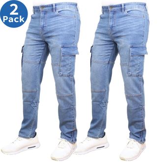 Blue Ice Mens Stretch Cargo Pocket Jeans-2 Pack
