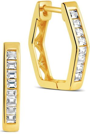 Sterling Forever Cz Dani Geometric Micro Hoop Earrings