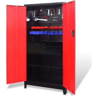 vidaXL Vidaxl - Armadio Portautensili con Cassetti 90x40x180 cm Rosso e Nero