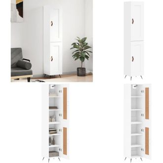 vidaXL Credenza Bianca 34,5x34x180 cm in Legno Multistrato - Credenza moderna - Credenza in legno multistrato
