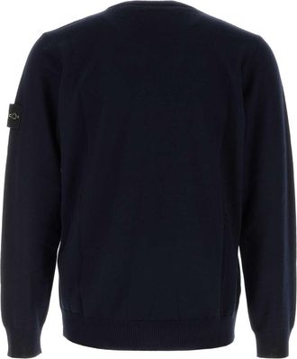 Stone Island Mens Midnight Blue Wool Sweater Navyblue Exterior: Virgin Maglieria