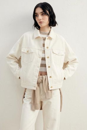 Brunello Cucinelli Off White Cotton Jacket, Brand Size 48 (US Size 14)