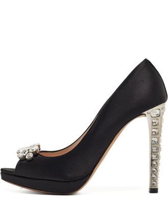 Miu Miu 120mm crystal-embellished satin pumps - Black