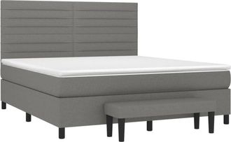vidaXL Vidaxl - Cama Box Spring Con Colch&oacute;n Tela Gris Oscuro 180x200 Cm