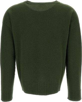 Drumohr Boxy Cut Cashmere Sweater with Ribbed V-Neckline