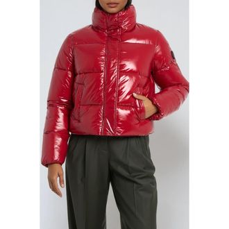 Noize Coco Crop Water Resistant Puffer Jacket in Scarlet at Nordstrom, Size X-Small