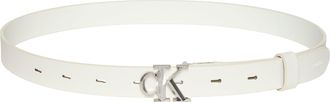 Calvin Klein Lederg&uuml;rtel CALVIN KLEIN FACTED CK BUCKLE 25MM PEBBLE, Damen, Gr. 100, wei&szlig; alyssum, antique nickel, Web, Rindsleder, unifarben, G&uuml;rtel Lederg&uuml;rtel, G