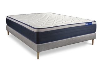 Actisom Somier gris + colch&oacute;n con espuma viscoel&aacute;stica 140 x 190