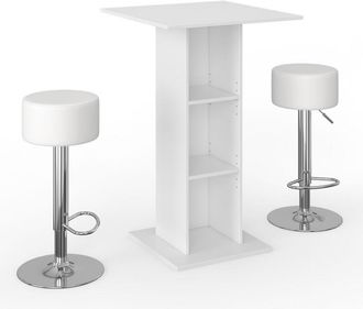 Vicco Set De Mesa De Bar Rodeo, Blanco, 70 X 70 Cm Con 2 Taburetes De Bar Vicco