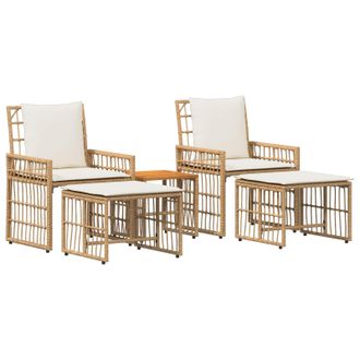 vidaXL Juego De Muebles De Exterior 5 Uds. Natural Y Crema Vidaxl