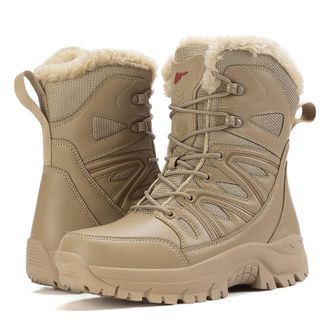 Generic Mens Waterproof Snow Shoes Ankle Boots With Fur Lining Chunky Sole Outdoor Walking Shoes For Hiking Winter Sneakers(Brown,5.5)