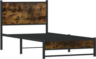 vidaXL Metal Bed Frame without Mattress Smoked Oak 90x190 cm Single Vidaxl