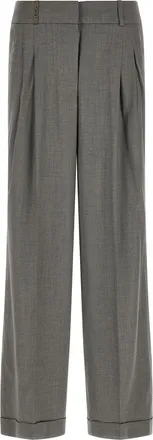 PESERICO Gray Virgin Wool Casual Womens Pants