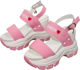 Generic LOIJMK Women Sandals Fish Mouth Wedge Platform Sandals Boho Sandals Summer Fashion Beach Sandals Platform Sandals Shoes Women Winter Blue, pink, 8.5 U