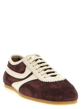 Dries Van Noten Suede and Leather Colorblock Sneaker - Burgundy