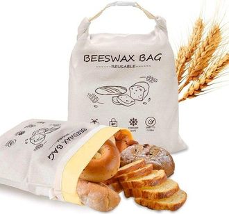 No Brand Paquete De 2 Bolsas Extragrandes De Cera De Abeja Para Pan, Bolsas De Almacenamiento De Algod&oacute;n Reutilizables Para Pan Casero De Masa Madre, 43 X 33 C