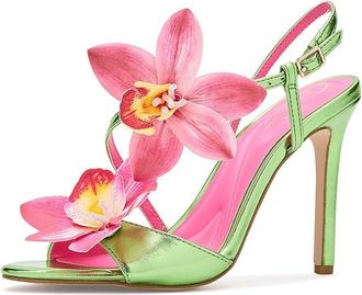 Jessica Simpson Jylia 3D Floral High Heel Sandals Womens Sandals Electric Pear Metallic : 6.5 M, Synthetic