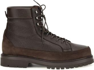 Brunello Cucinelli Brown Calf Leather Bos Taurus Lace-Up Mens Boots