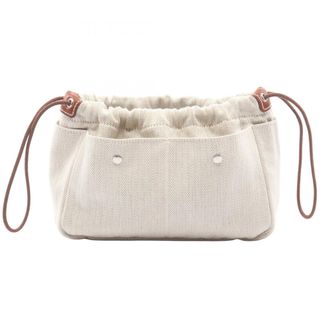 Herm&egrave;s Brown Ivory Toile Chevron Pouch (Pre-Owned)