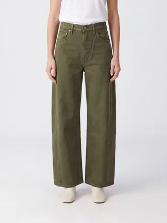 Mother Jeans a gamba larga e vita alta in denim di cotone stretch