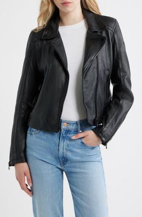 Mauritius Bita Leather Moto Jacket in Black at Nordstrom, Size 15