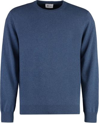 THE (ALPHABET) Ribgebreide Wol Kasjmier Trui - Heren - Cashmere truien - Blauw - L - Wol - Truien & Vesten
