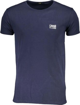 Cavalli Blauw Crew Neck T-shirt met Print - Heren - T-shirts - Blauw - 2XL - Katoen - Tops