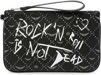 Zadig&Voltaire Slogan-print Grained-leather Clutch Bag
