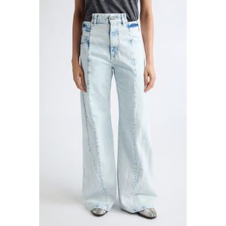 Maison Margiela D&eacute;cortiqu&eacute; Wide Leg Jeans in Bleached Indigo Blue at Nordstrom, Size 28