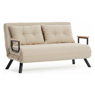Dmora Sof&aacute; Cama 2 Plazas Calvin, Almac&eacute;n, Reclinable, Reposabrazos, 133x78 Cm Beige