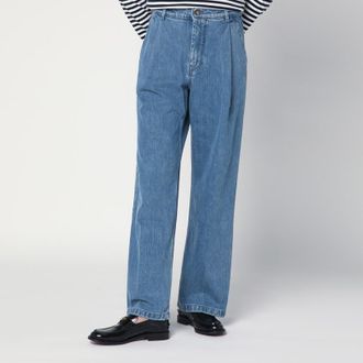 Maison Kitsun&eacute; Wide pleated blue jeans