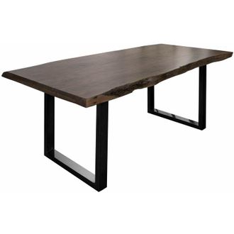 Massivmoebel24 freeform 5 Tavolo da pranzo in legno di acacia - laccato marone / gambe in ferro - antracite lucido 220x100x77