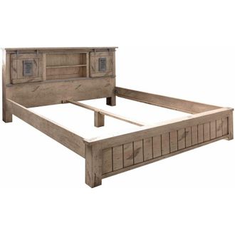 Massivmoebel24 railway 343 Letto matrimoniale in legno di mango - laccato / whitewash 180x200