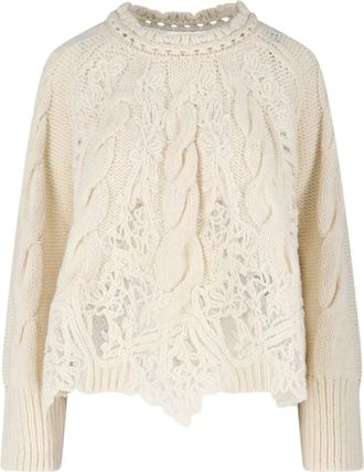 Ermanno Scervino Maglione con inserti in pizzo - Toni neutri