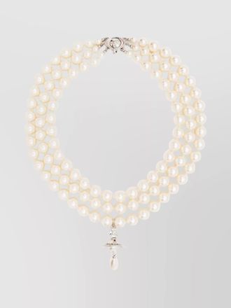 Vivienne Westwood crystal pearl triple strand necklace