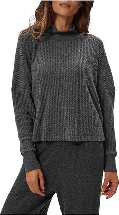 Michael Stars Wynn Mock Neck Long Sleeve Womens Clothing Charcoal : XL (US 10-12), Polyester/Rayon/Spandex