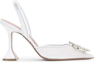 Amina Muaddi White Embellished Pumps