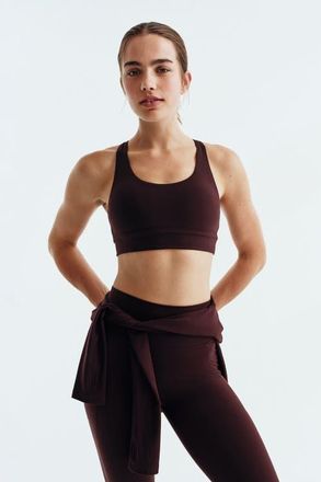 H&M Medium Support Sports Bra With Softmove in Chocolate Plum at Nordstrom