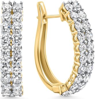 Pompeii3 1 - 5 Ct Double Row Diamond Hoops 14k Gold Lab Grown Womens Earrings