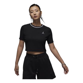 Nike Jordan (WMNS) Air Jordan Knit Crop T-shirt Asia Sizing Black White FV7090-010