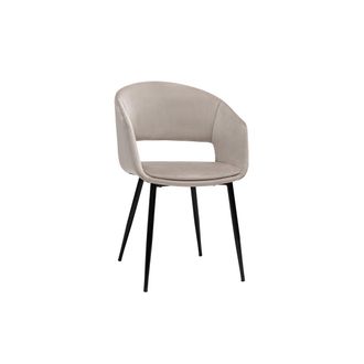Miliboo Silla De Dise&ntilde;o De Terciopelo Color Topo Con Patas De Metal Negro Prisma