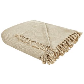 Beliani Beliani - Manta Moderna Tejida A Mano Con Flecos Sof&aacute; Cama 150 X 200 Cm Beige Chaohani