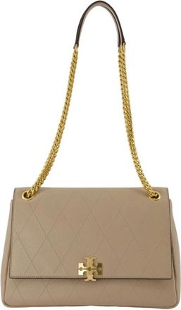 Tory Burch Charlie Schoudertas - Dames - Schoudertassen - Beige - ONE Size - Leer - Tassen