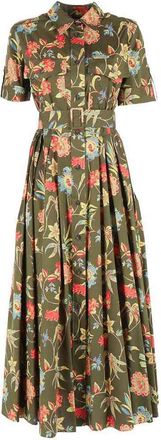 Fay Long green dress with all-over floral print